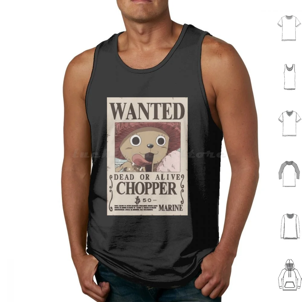 Chopper Wanted Poster Poster Tank Tops Print Cotton Monkey D Luffy Anime Roronoa Zoro Tony Tony Chopper Hat Hat Pirates