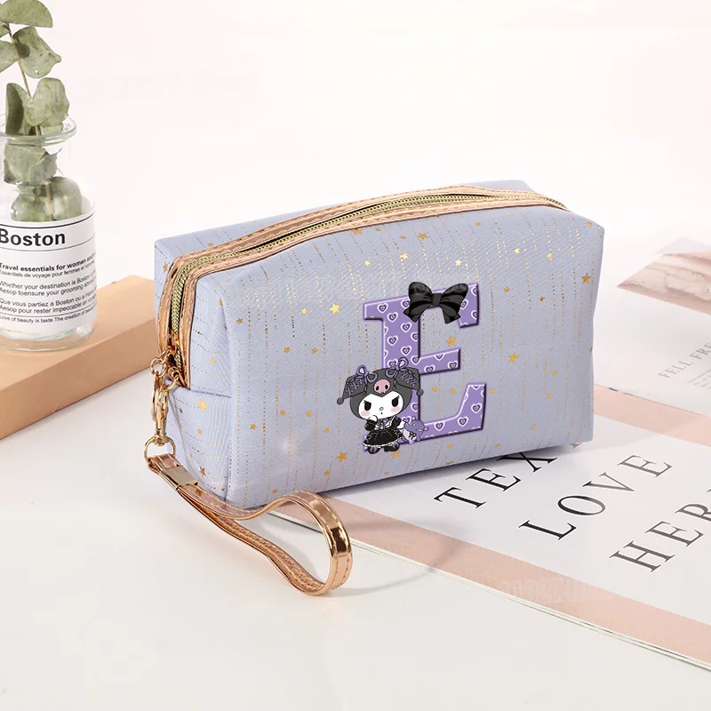 26 letter cartoon Sanrio KUROMI makeup bag cartoon large capacity travel superior quality storage toiletries skincare handbag