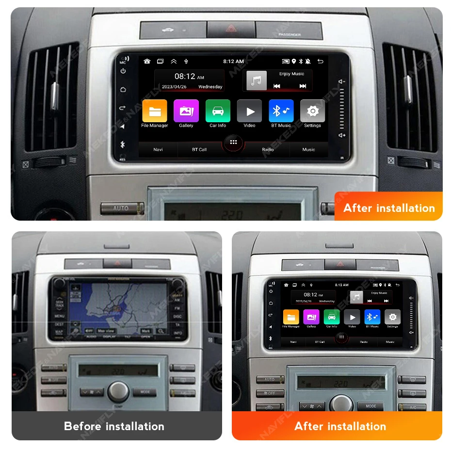 Navifly Android 15 Car Multimedia Radio Suitable For Toyota General Motors Old Corolla Camry Prado Rav4 Rav-4 WiFi Carplay+Auto
