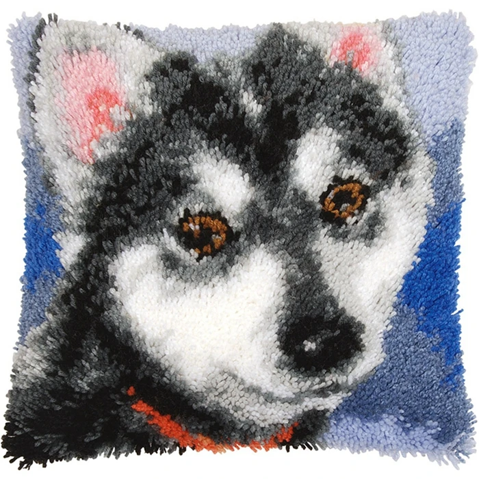 Wolf Tiger Cats Animals Latch Hook Kits Smyrna Pillowcase Knot Pillow Embroidery Package Latch Hook Kit Set For Needlework DIY