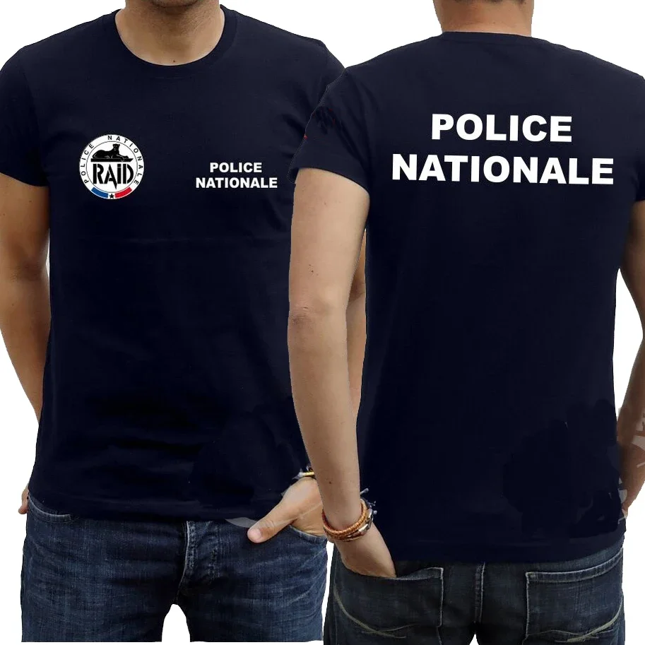 Recherche, Hilfe, Intervention, Dissuasion. French RAID T-Shirt, kurzärmelig, lässig, 100 % Baumwolle, O-Ausschnitt, Sommer-Herren-T-Shirt