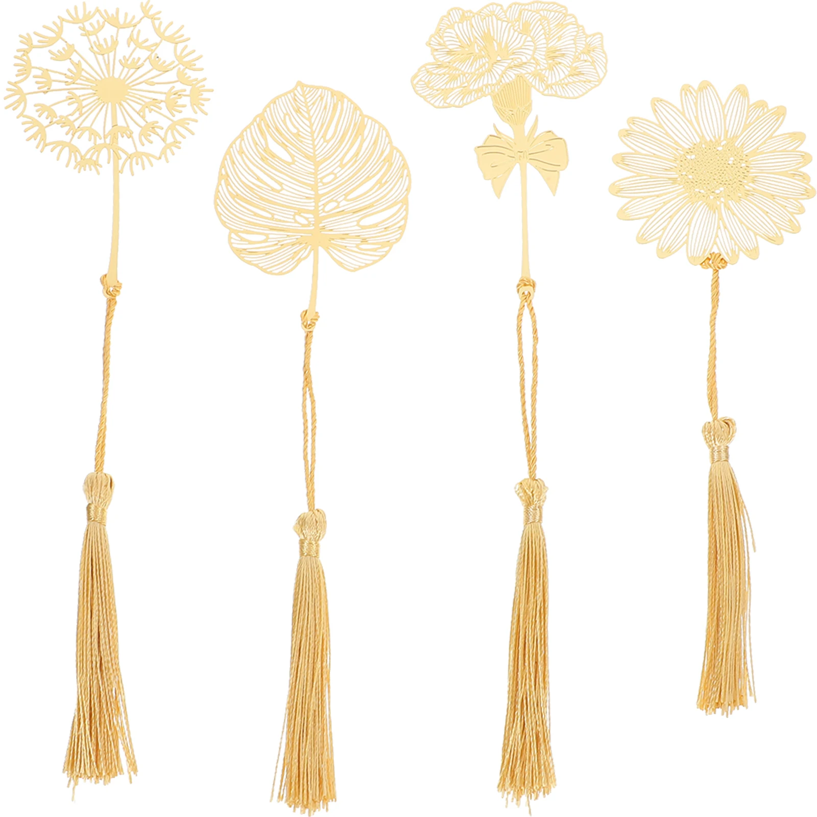 

4pcs Retro Tassel Pendant Hollow Metal For Women Decorative Bookmarks Unique Delicate Craft Portable Lightweight Non-Fading Book