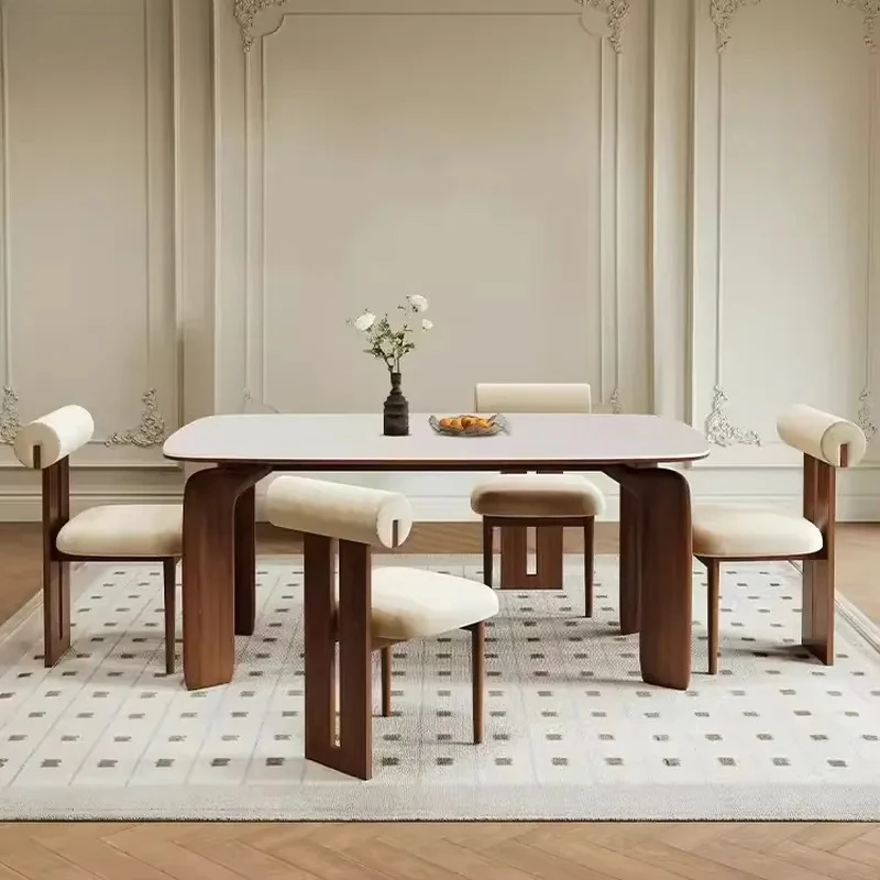 

Nordic Minimalist Design Solid Wood Rock Plate Dining Table Elephant Legs Hotel Villa Living Room Restaurant Rectangular