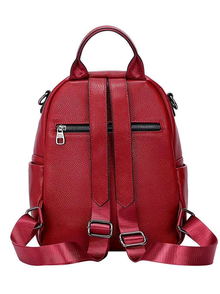 DOLEESUNE-Mochila informal de piel auténtica para mujer, bolso de hombro elegante, a la moda