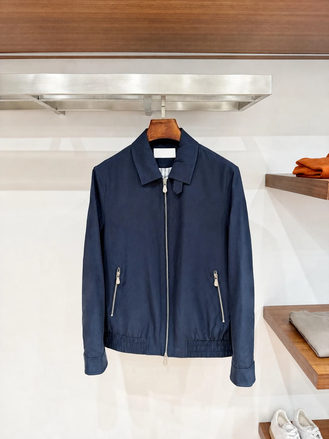 Italian BC linen blend light waterproof zip lapel jacket