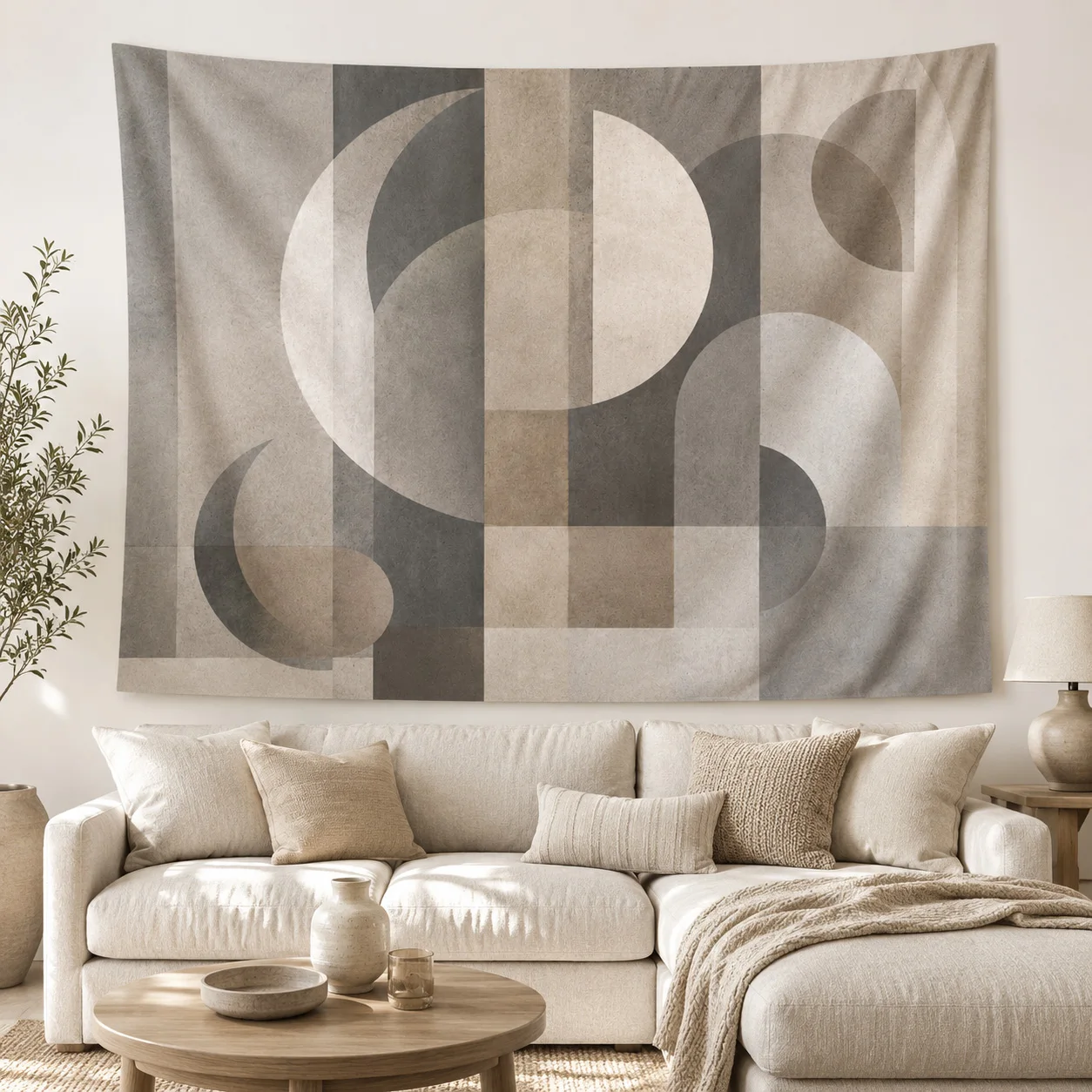 Modern Geometric Tapestry Wall Hanging Abstract Circles Aesthetic Room Decor Minimalist Living Room