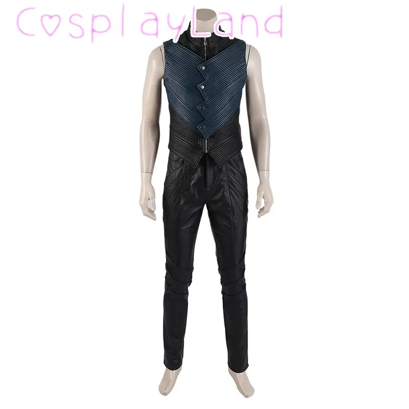 Hot Game DMC5 Cosplay Vergil Costume Nelo Complete Outfit with Boots Halloween Carnival Men Suit Jacket Vest Custom Made