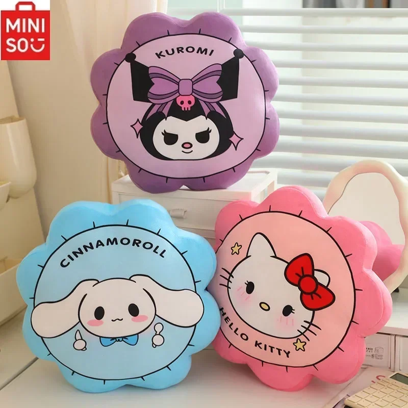 MINISO Sanrio Hello Kitty Melody Car Cartoon Pillow Cute Kuromi Cinnamon Dog Pudding Dog Pacha Dog Print Pillow Car Decorations