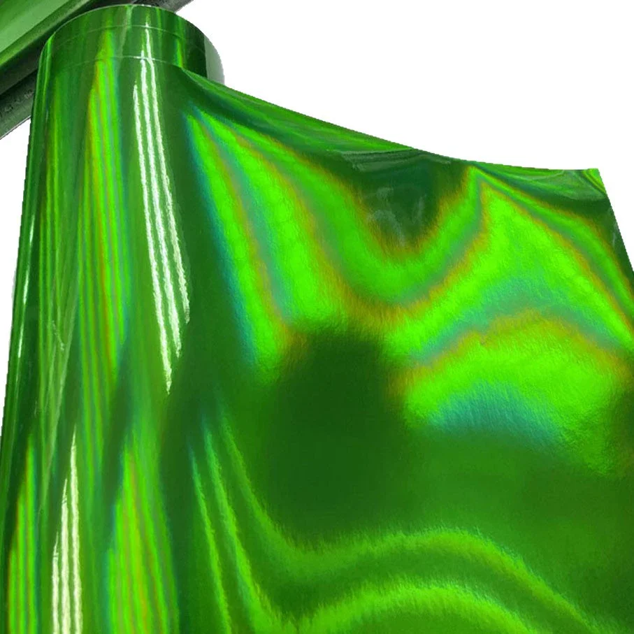 Glossy Rainbow Holographic Green Chrome Vinyl Wrap Film Roll Self Adhesive Decal Sticker Automotive Car Wrapping Foil