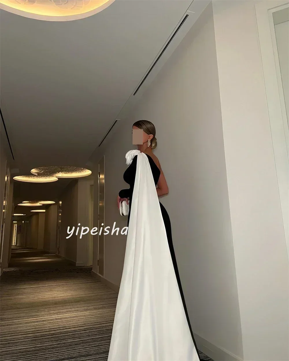 Customized Jersey Handmade Flower Pleat Wedding Party A-line One-shoulder Bespoke Occasion Gown Long Dresses