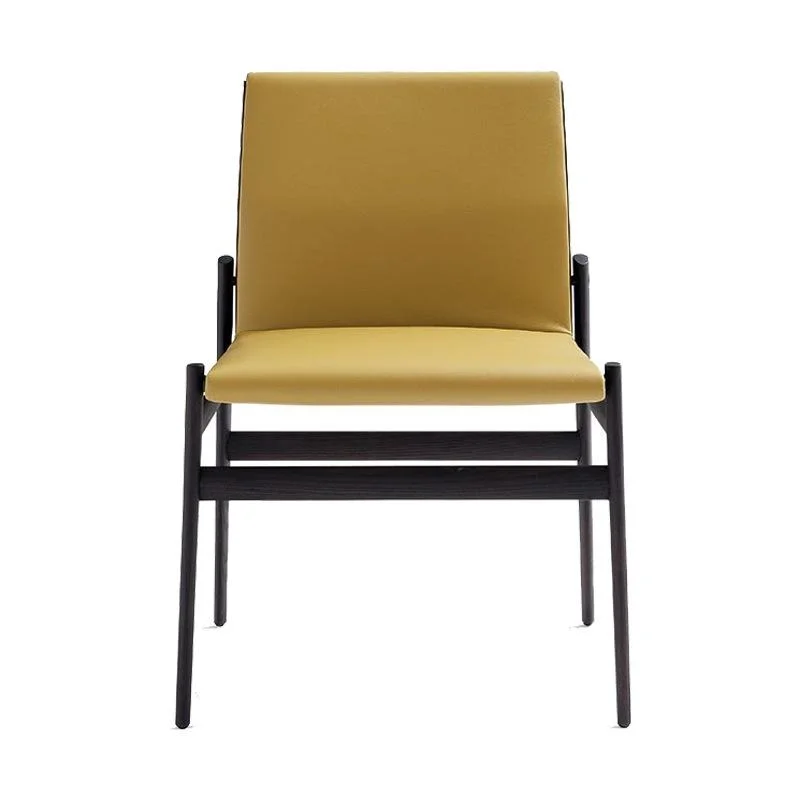/Factory Supplies Modern Minimalist Home Leisure Wooden Dining Chairs Armrests Matte Leather Upholstery Italian Minimalist Style