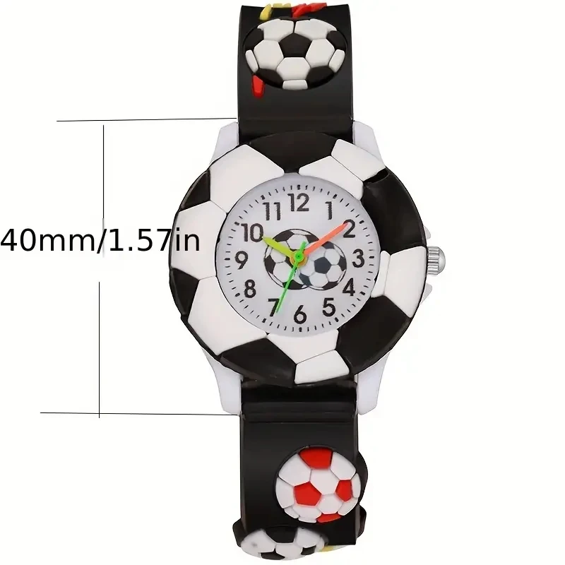 Kegllect Cartoon Enfants Montre à quartz 3D Football Bracelet en silicone Anti-chute Montres