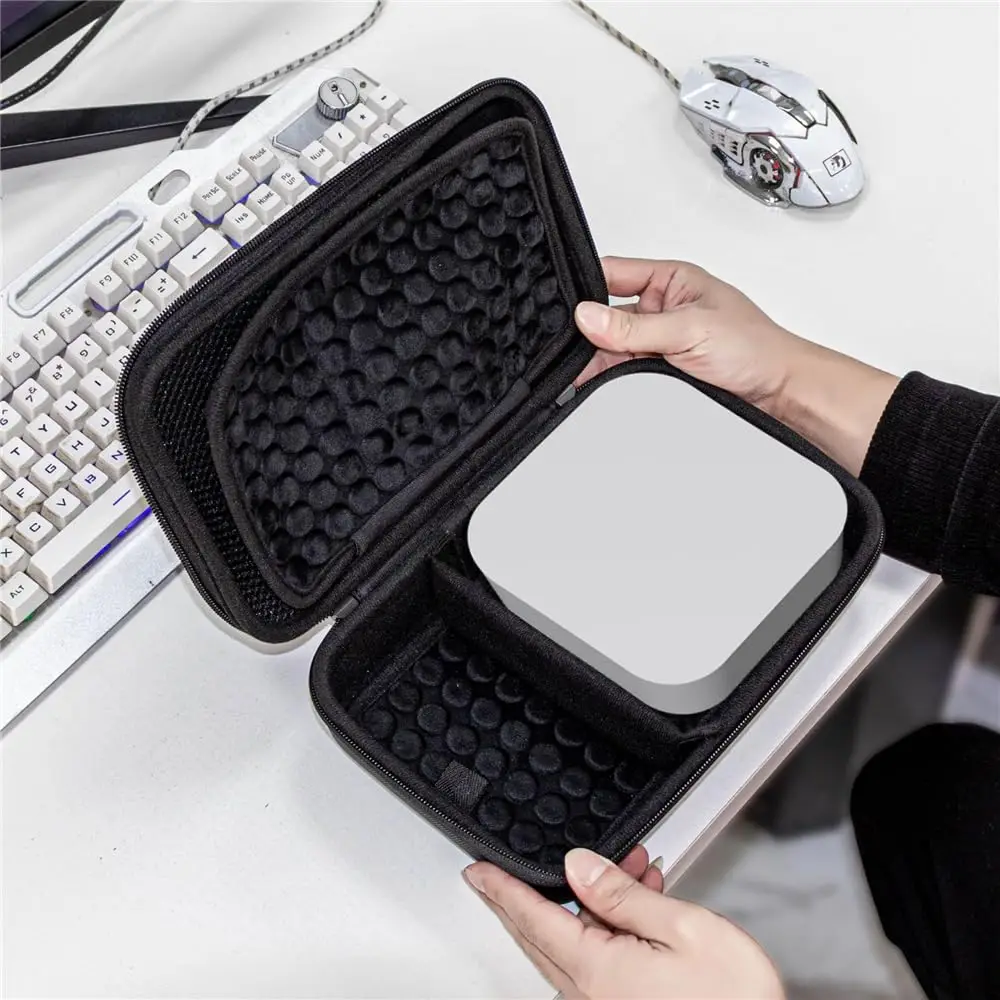 Anti-fall Storage Box for Mac Mini M4 Pro Desktop Computer & Mouse Desk Organizer Portable EVA Bag for Office Desk Accessories