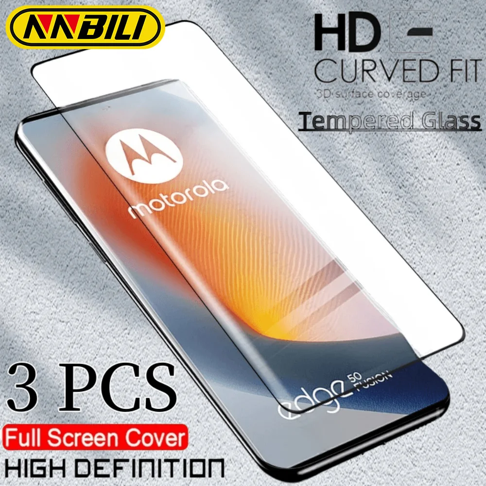 NNBILI 3 Stück Schutzglas aus gehärtetem Glas mit vollständiger Abdeckung, Displayschutzfolie für Motorola Edge 50 40 Pro Moto G85