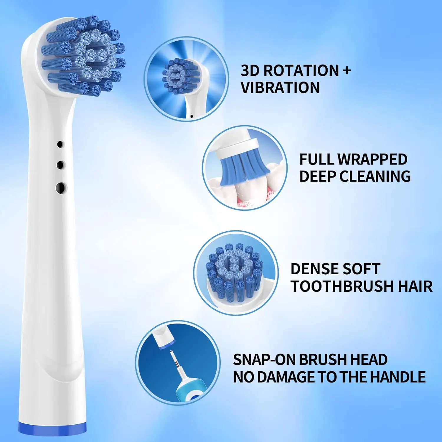 Buses de tête de brosse pour brosse à dents électrique Oral B, 16/20 pièces, recharge de fil sensible, Action croisée pour Oralb