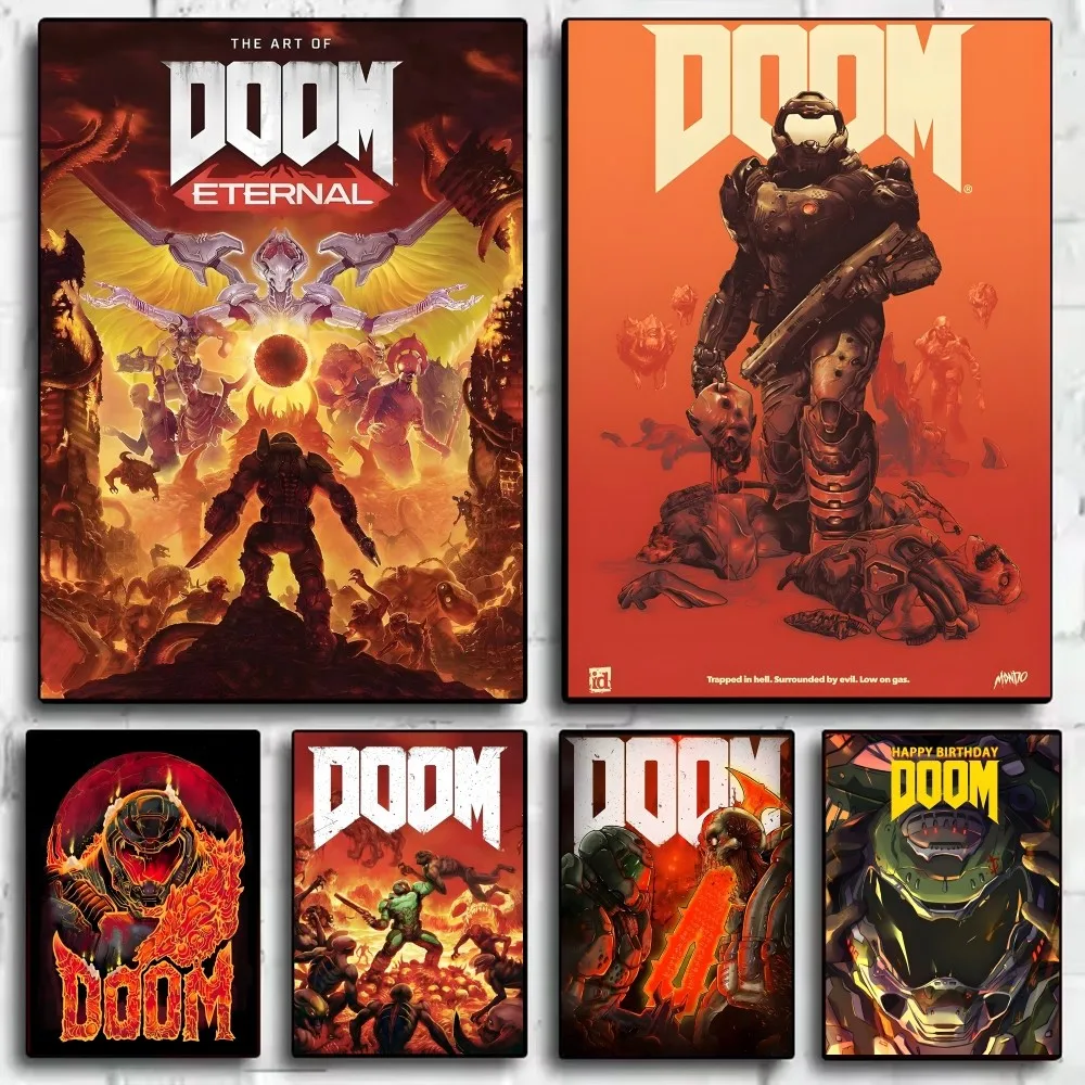 Game A-DOOM-Eternal Poster HD art sticky wall waterproof home living room bar decoration