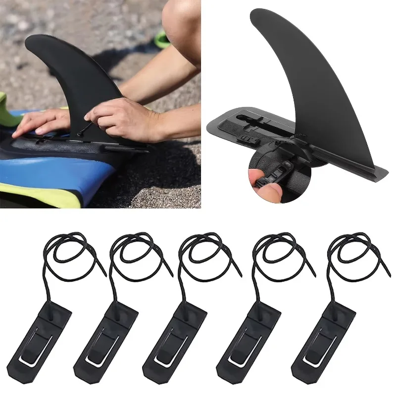 5PCS Split Plug Fin Spring Clip, Tail Rudder Fixed Buckle, Fish Fin Base Accessories for Surfboard, Paddle Board & Rubber Boat