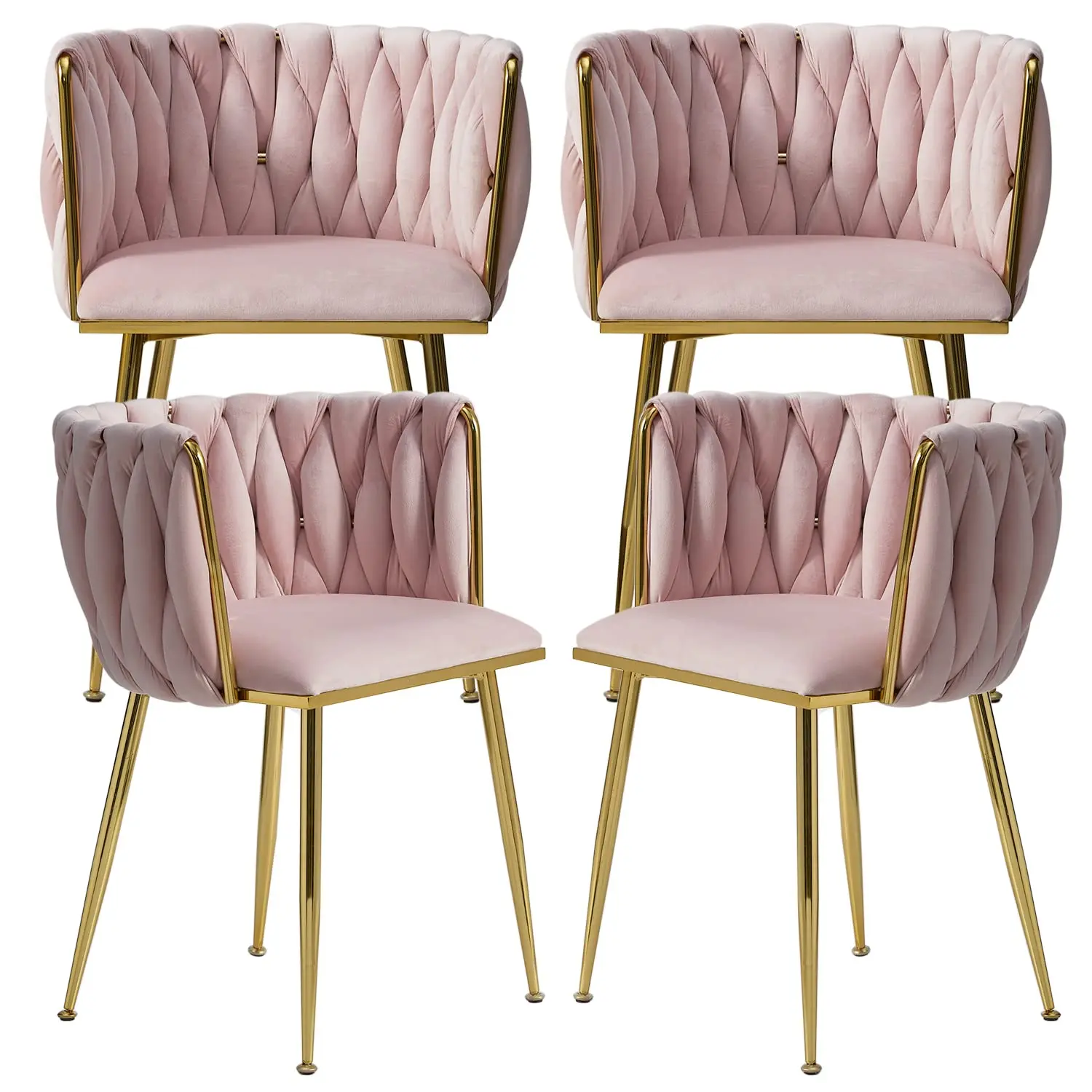 

Комплект из 4 обеденных стульев с обивкой из вельвета и золотыми металлическими ножками, современные акцентные стулья, на заказ