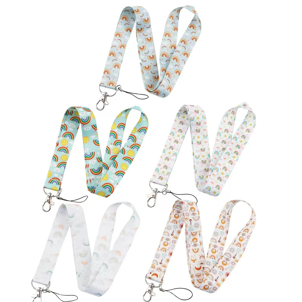 10PCS Bohemian Rainbow Collection Neck Strap Lanyard For Keys Mobile Phone Straps Phone Case Name ID Card Badge Holder Webbing