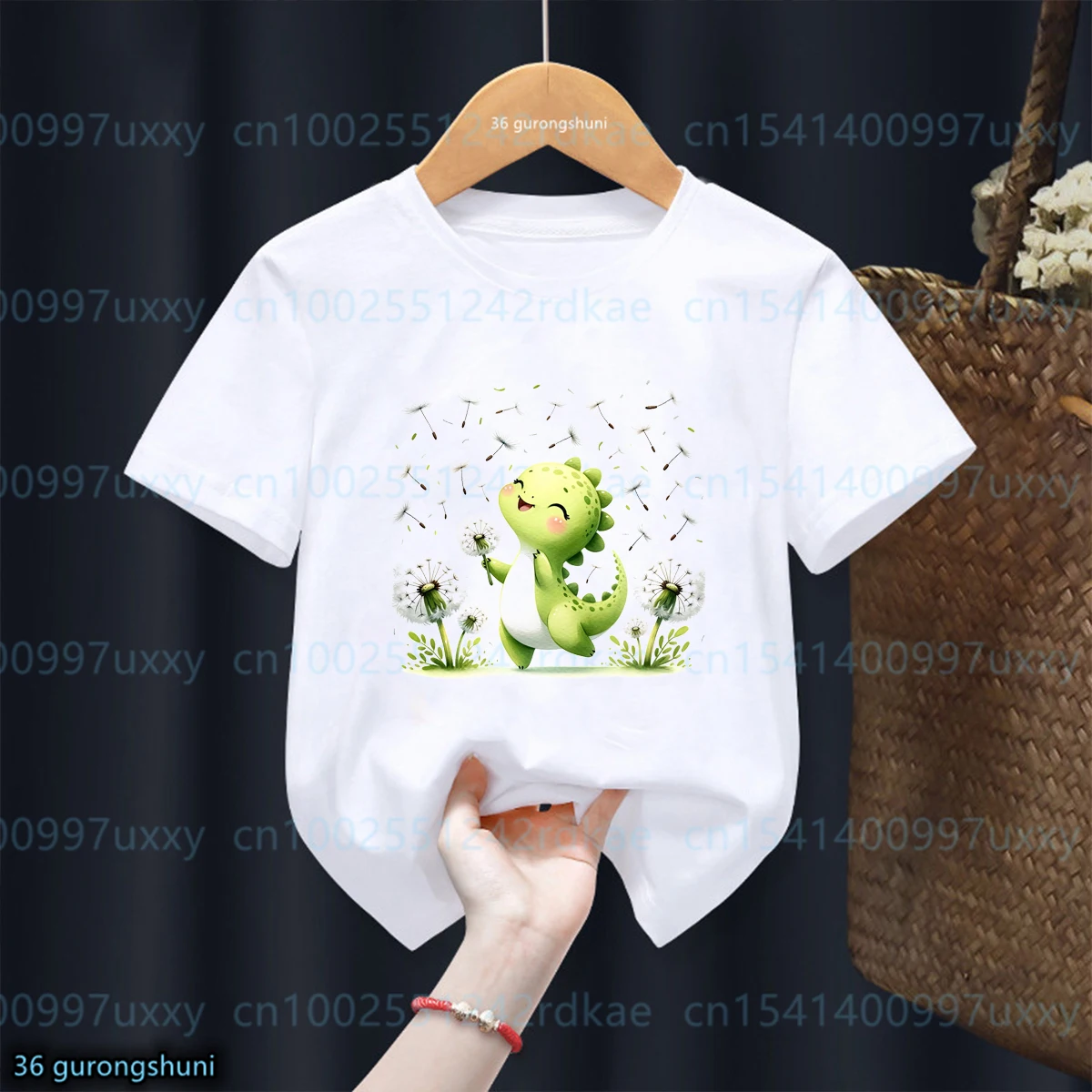 

Dinosaur Print Dandelion Plant Printed Boys T-Shirt Fashiona Boys Clothing Cute Kids Tshirt Summer Boys Girls Universal Clothes