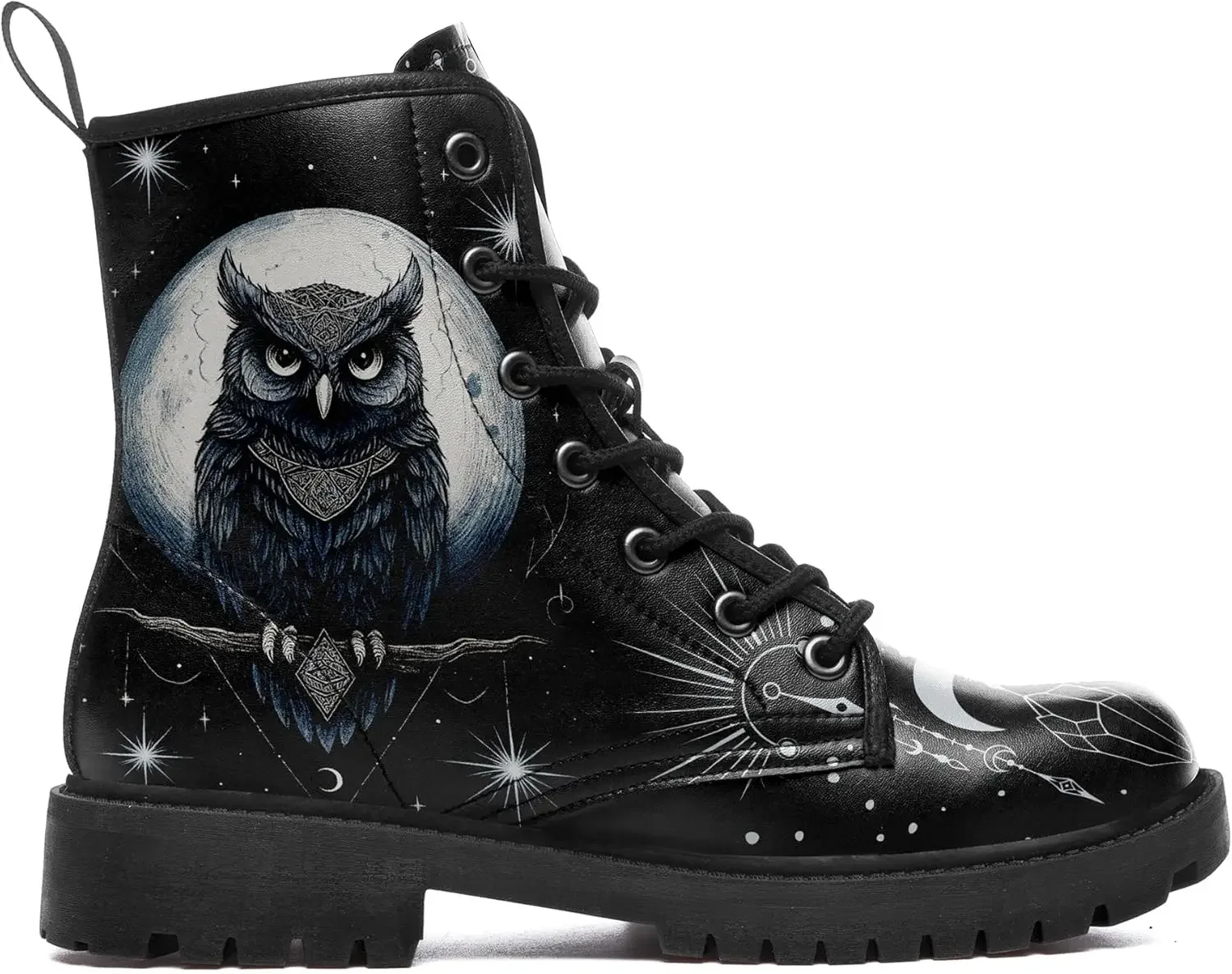 Botines Góticos de Combate para Mujer con Diseño Animal, Botines de Piel Vegana con Cordones, Estilo Punk Rock, Tacón Grueso, Botas Negras de Moda