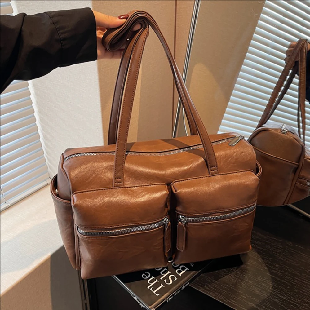 خمر جيوب متعددة حقيبة كتف واحدة المرأة عالية الجودة الصلبة سعة كبيرة حقائب الإبط تنوعا تخفيف كل مباراة حقائب اليد