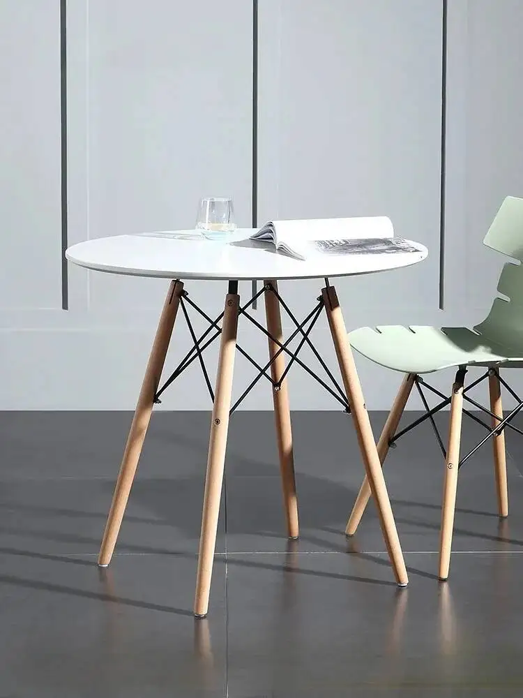 

Table Wood round Nordic Solid Small Apartment Dessert Coffee Shop Dining Table Simple Home Occasional Table Office Reception