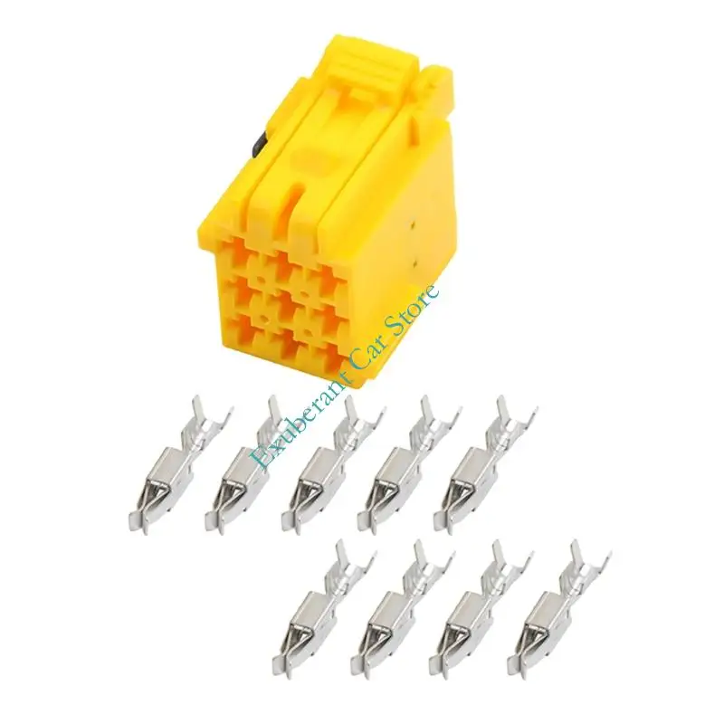 Yellow Polymer Shell with 9 Metal Terminals 9 Pin Car Wiring Terminal Housing for Heavy Vehicle Electrical Repair