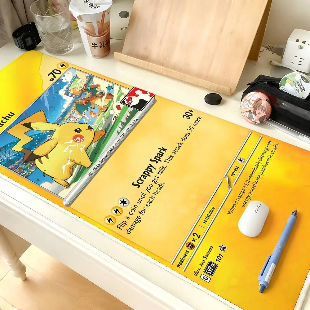 

Cute P-pokemons Card Kawaii Mouse Pad Computer Mat Deskpad Laptop Keyboard Mat Office Large Landscape Mousepad