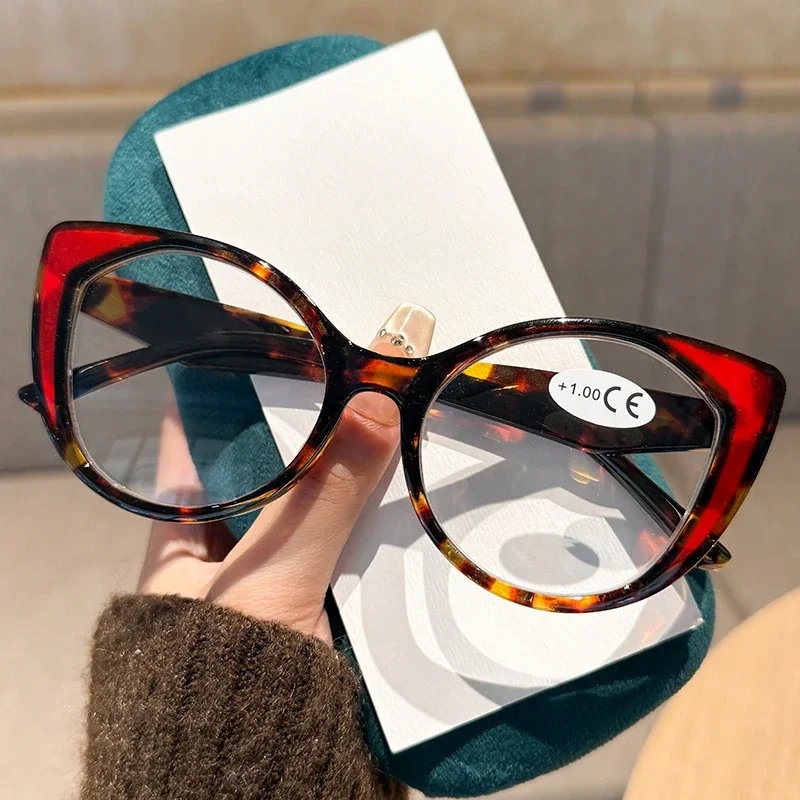 Versatile Cat Eye Reading Glasses Color Splicing Personality HD Eye Protection Ultra Light Comfortable Anti Blue Light Eyewear