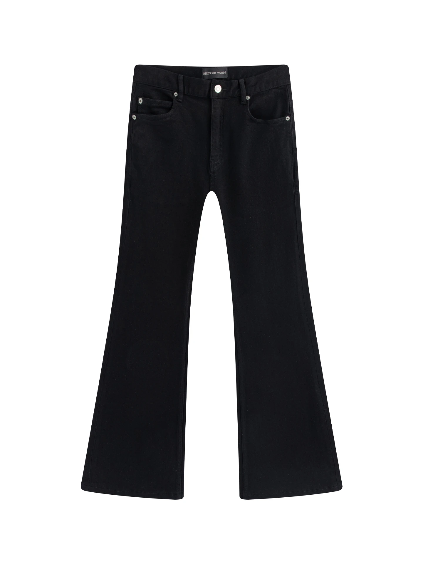 

Джинсы Deeds Not Words винтажные, прямые, расклешенные, черные, с высокой талией, на молнии, из денима, в парижском стиле