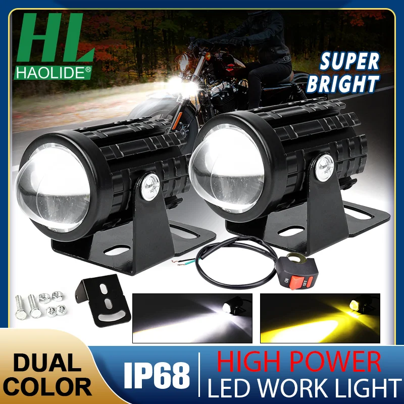 

HAOLIDE Car Led Work Light Bar Dual Color Large Lens 16000LM 4X4 OffRoad Spotlight For ATV SUV Truck Tractor Auto Led Fog Light