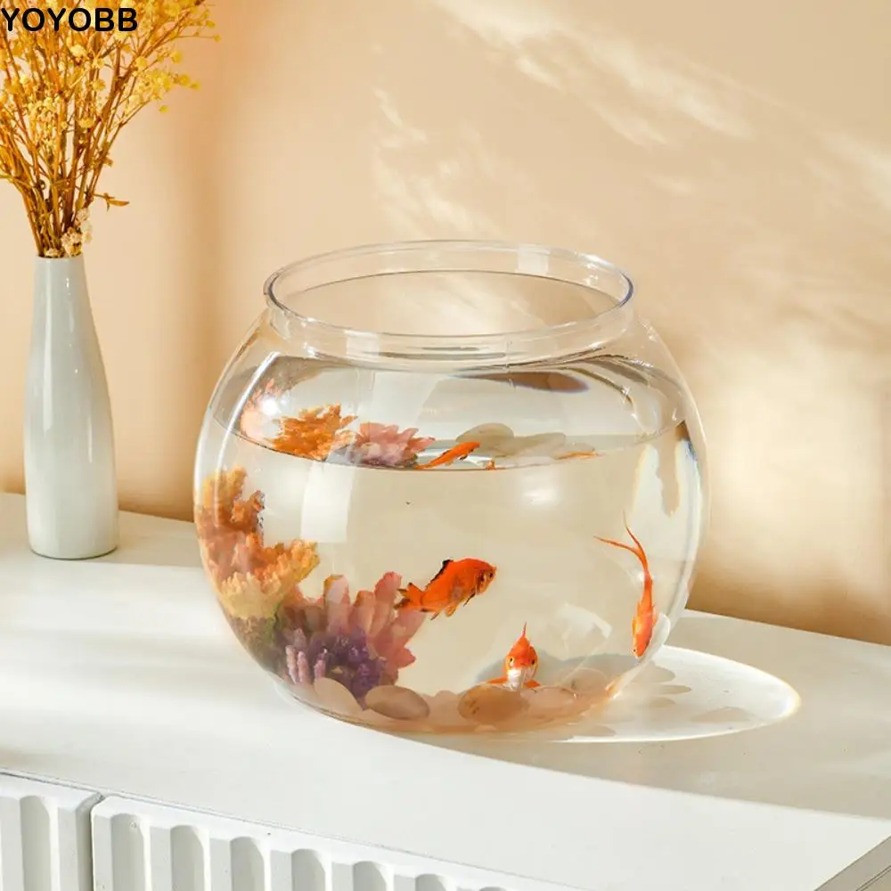 

Clear Transparent Round Fish Tank Portable Small Fish Bowl Plastic creative Desktop Aquarium Bowl small ornamental fish