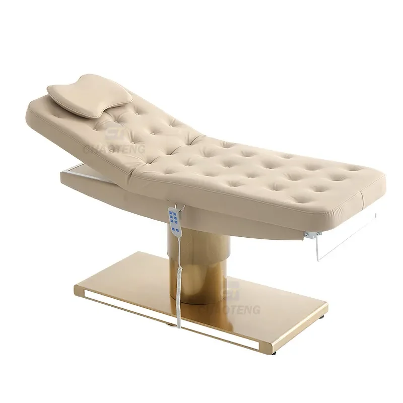 Adjustable Electric Massage Beauty Bed with Lamp Towel Rack Breathable Microfiber Lifting Facial Table for Salon Spa Custom