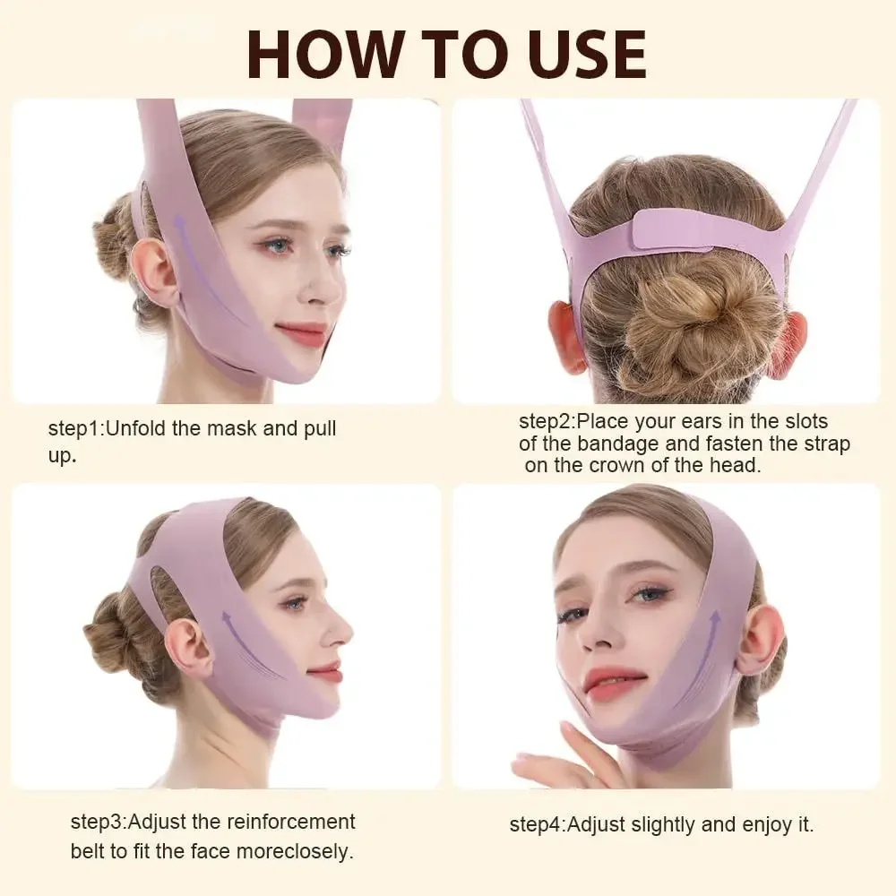 Cinturón de levantamiento de cara transpirable portátil, correa de levantamiento Facial reutilizable en forma de V, máscara de sueño para esculpir la cara refrescante para mujeres