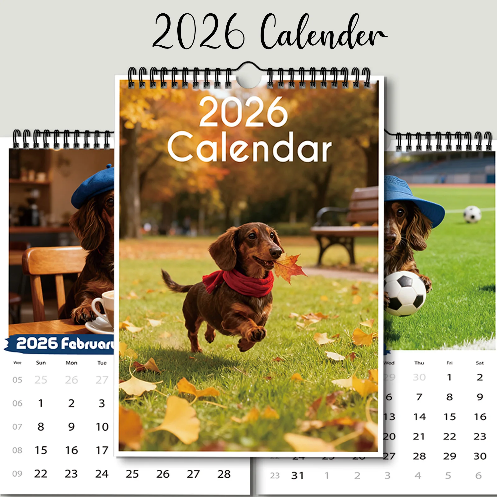 Calendrier sur le thème du teckel 2026, adapté au contrôle des dates, décoration de la maison, parfait pour les amoureux des chiens, un cadeau créatif, 1 pièce