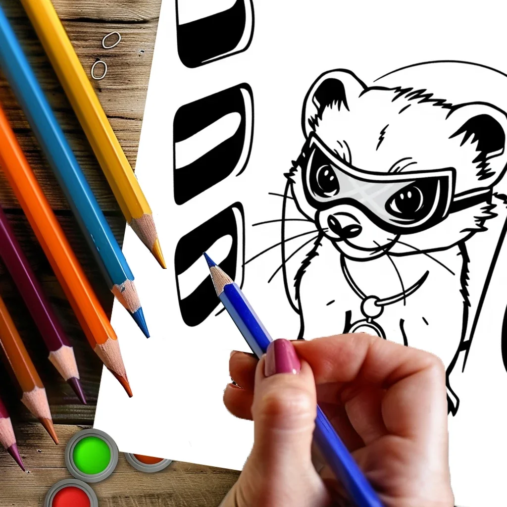 Kleurboek met dierendief voor volwassenen |   28-pagina's kleurboek, tekenbenodigdheden voor Kerstmis, Thanksgiving