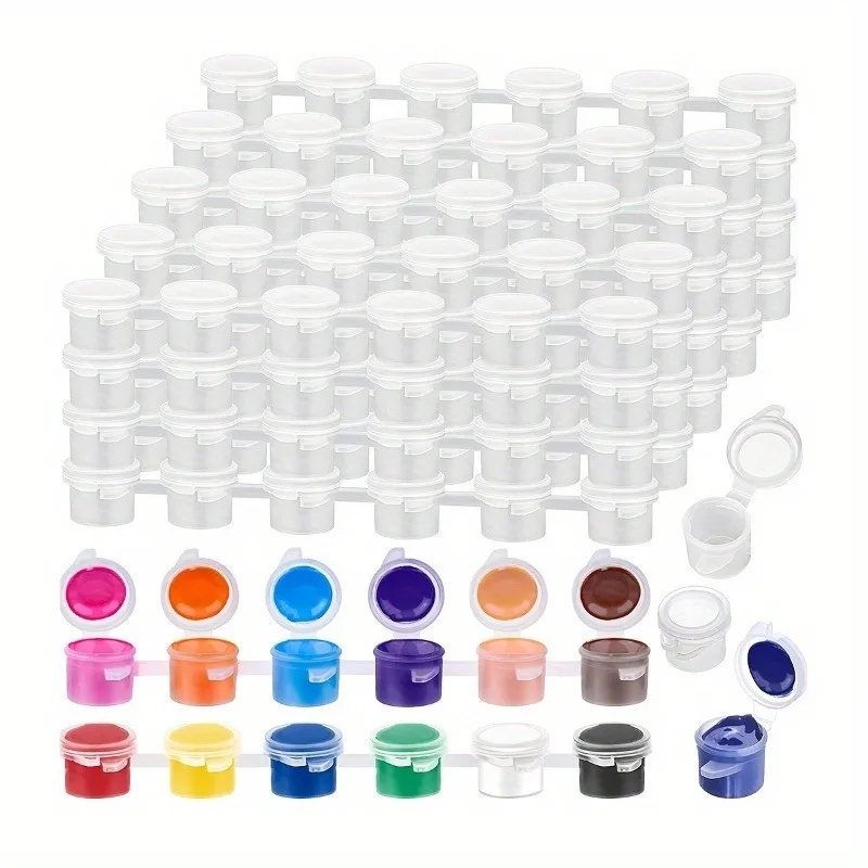 1 Strips 6 Pots Empty Mini Paint Cup Box Plastic Pigment Storage Container Art Crafts Drawing Supplies for DIY & Painting