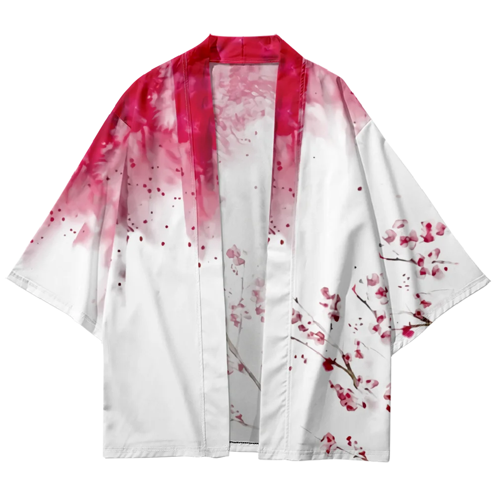 كيمونو ياباني رجل خمر الزهور طباعة قميص الملابس Harajuku سترة للرجال التقليدية هاوري كيمونو النساء #1