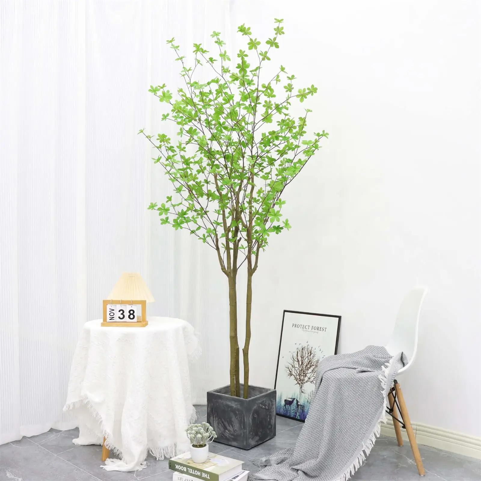 Albero di osmanto artificiale, pianta finta alta con vaso, albero decorativo con rami naturali, ideale per interni ed esterni.