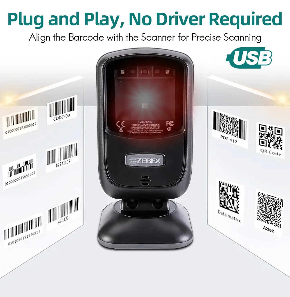 Area Imager 2D and 1D Barcode Scanner USB Barcode Scanner Barcode Reader QR Code Reader Zebex 7920 Scanning platform