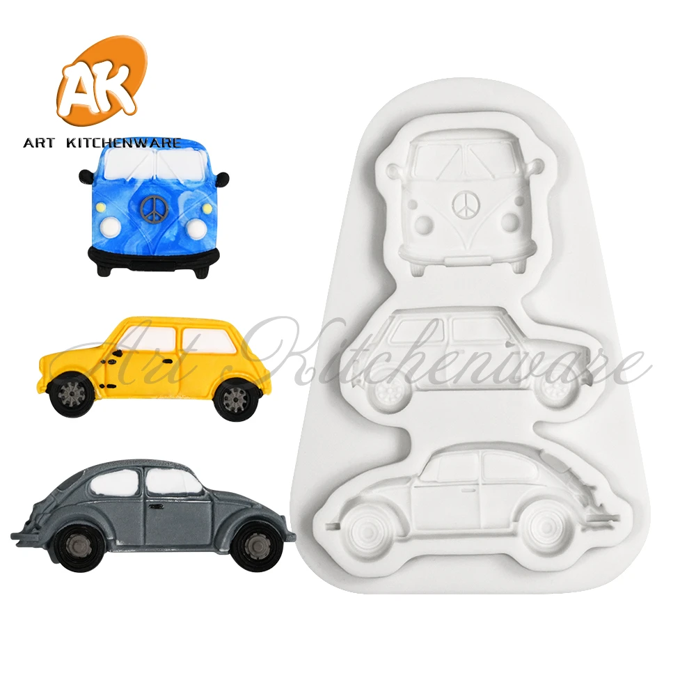 Bus Silicone Mold 3D DIY Car Pendant Resin Clay Molds Decoration Jewelry Epoxy Casting Making Moulds