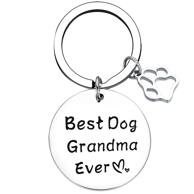 

Hot Dog Grandma Gift Key Chain Ring Dog Paw Print keychains pendant Best Dog Grandma Ever Gift