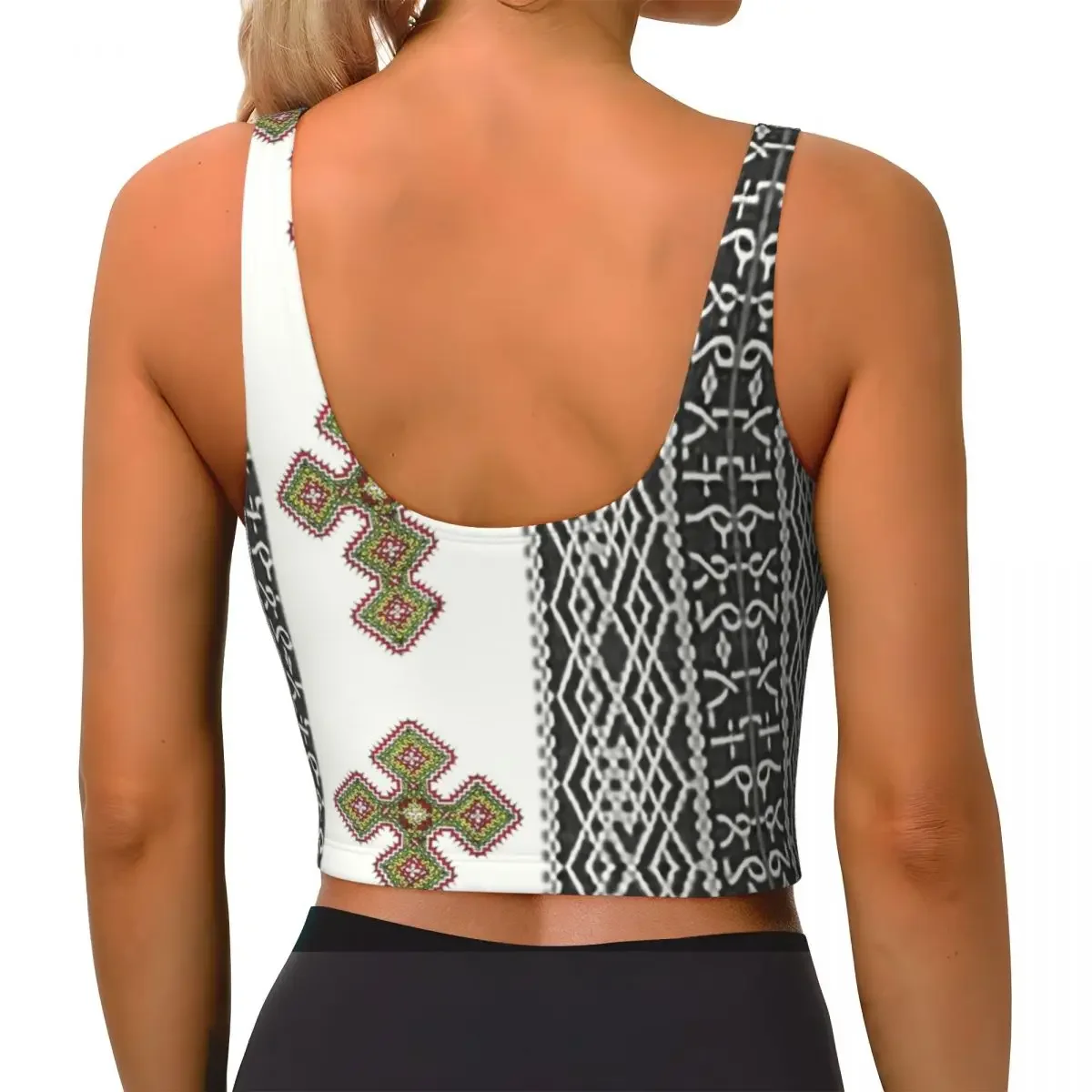 Sujetadores deportivos de alto impacto de arte etíope Habesha personalizados para mujeres, camisetas sin mangas cortas de yoga para entrenamiento sin costuras