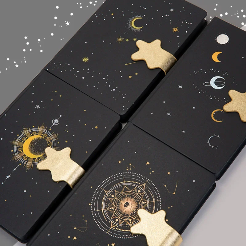 Creative notebook Black cardstock All black paper inner pages diy doodle book sub magnetic button diary notebook thickened paper