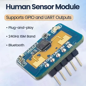 Sensor de presencia humana LD2410C de 24GHz, módulo de inducción de Radar de onda FMCW de alta precisión, sensores de detección de latido del corazón corporal