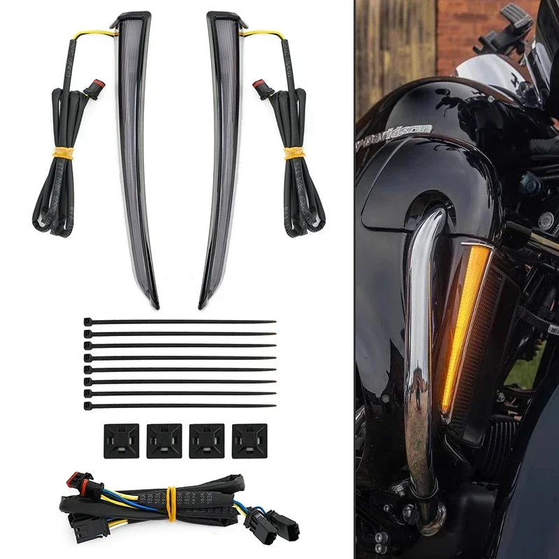 Motorcycle LED Running Light Turn Signal Fairing Lower Lights For Harley Touring Road Street Glide Electra Glide FLHR 2014-up