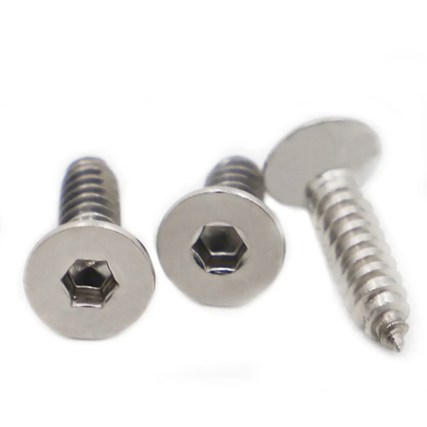 5-50pcs A2 304 Stainless Steel Hexagon Hex Socket Flat Countersunk Head Self tapping Screws Wood Screw M2 M2.6 M3 M4 M5 M6