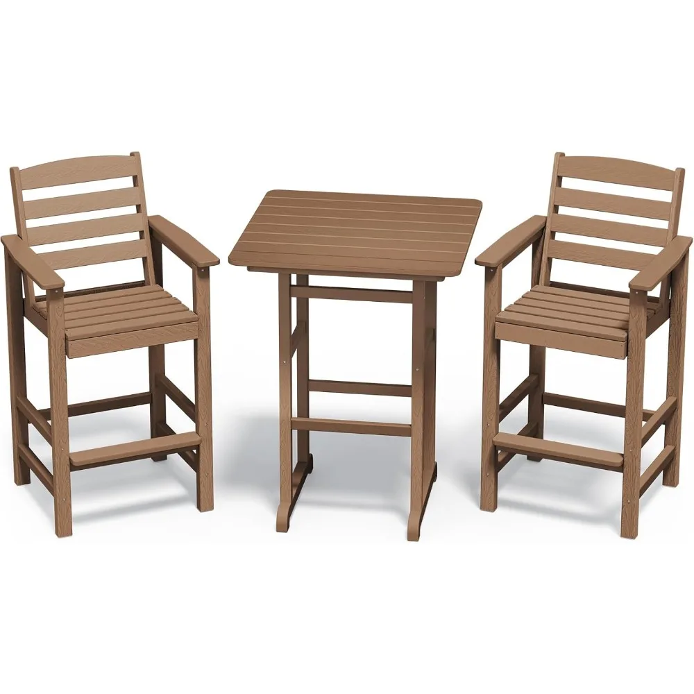 

3 Pieces Set, Bar Height Chairs Set of 2 and Bar Table, Outdoor Bar Stools Set for Bistro, Chair