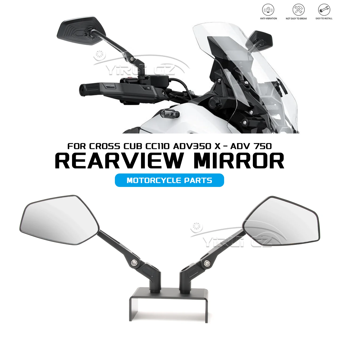 

Aluminum Adjustable Side Rear View Mirror For HONDA CROSS CUB CC110 ADV 350 X-ADV 750 Motorcycle Rearview Mirror CROSS CUB CC110